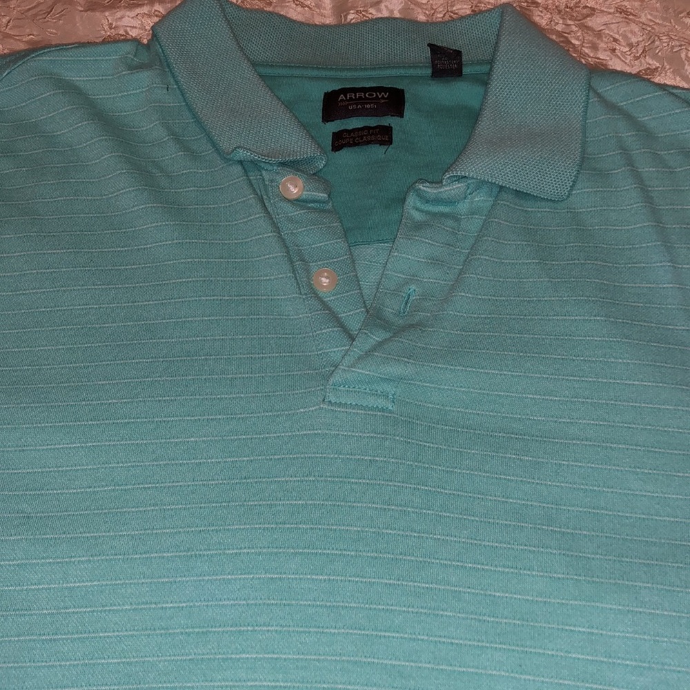 MEN - Blue Stripe Polo - Size Large - Picture 2 of 6